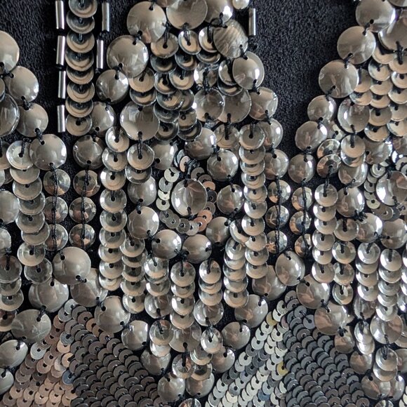 Club Monaco Embellished Black Mini Skirt Size 12 Beaded Sequined Pearl Details - Picture 8 of 12